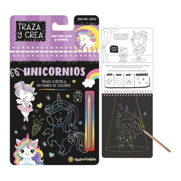 Traza y crea- unicornios 15 19 cm