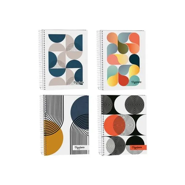 Cuaderno 22x29 cm rayado 100h tapa dura con espiral linea geometrica x1 Triunfante