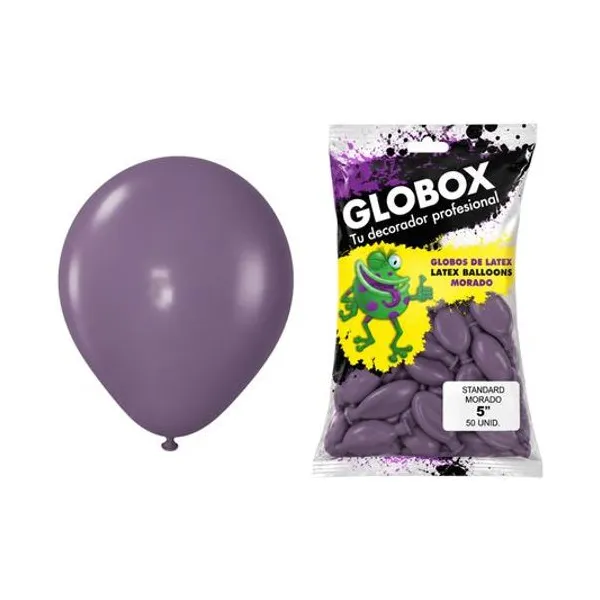 Globo 5" liso estandar borravino bolsa x50 globox