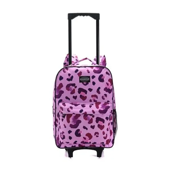 Mochila 17" con carro animal print violeta goodpak