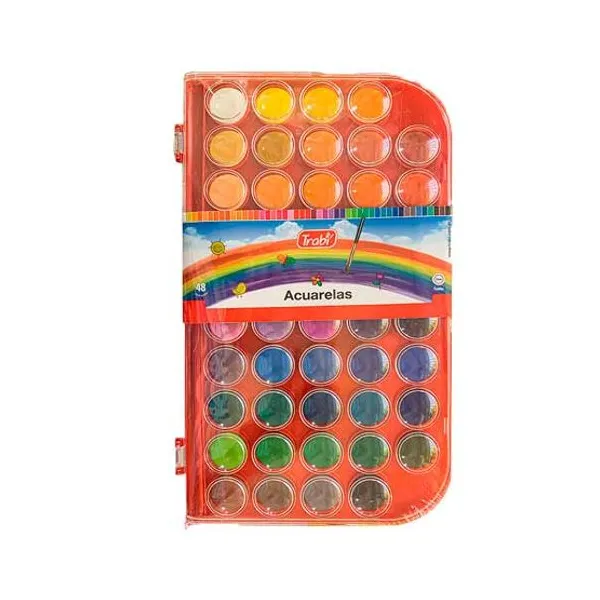 Acuarelas trabi estuche plástico 48 colores con pincel