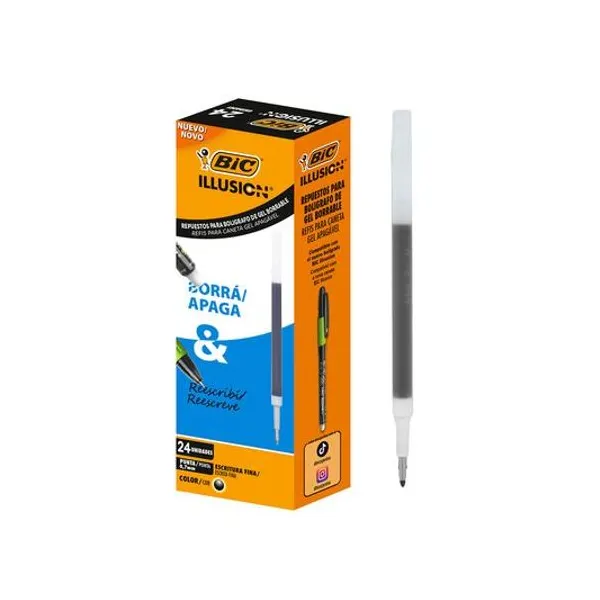 Repuesto bolígrafo borrable illusion negro caja x24 unidades BIC