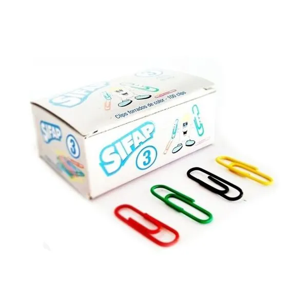 Clips forrado colores surtidos n.° 3 28 mm caja x100 unidades Sifap