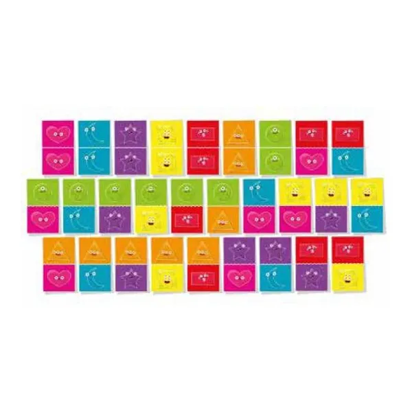 Domino formas y colores contiene 28 fichas