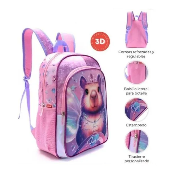 Mochila 16" capibara hada pvc termoformada