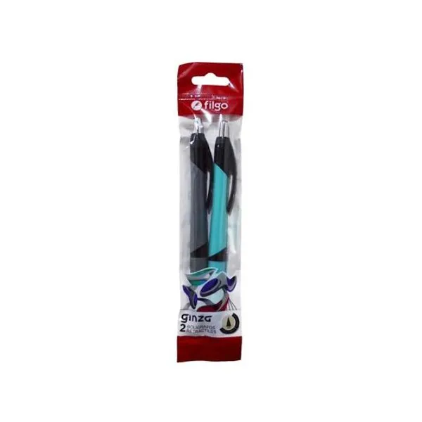 Bolígrafo retractil ginza 1.0 mm blister x2 unidades Filgo