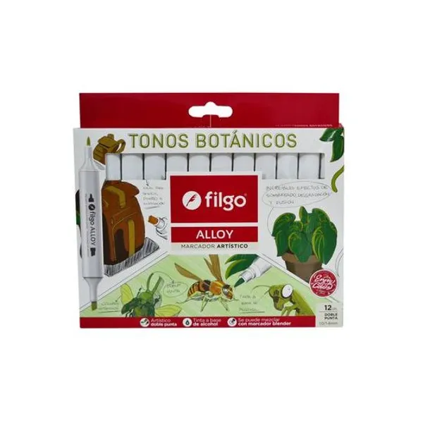 Marcador doble punta botanicos alloy caja x12 Filgo - al