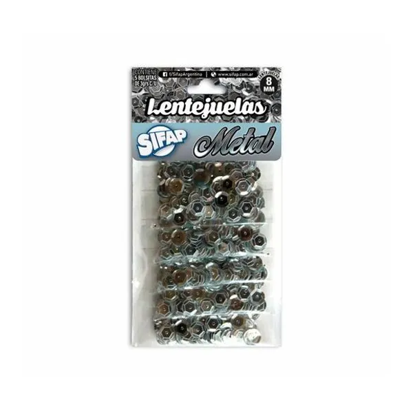 Lentejuela plateada 3 g en sobre x5 unidades Sifap - lentejmet