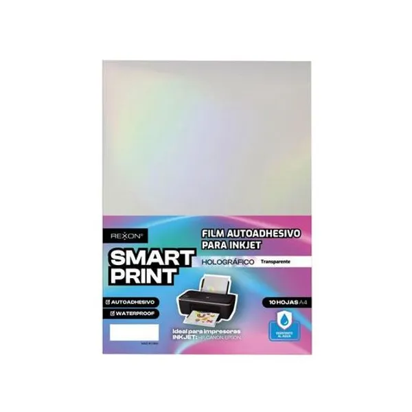 Film autoadhesivo para inkjet a4 transparente holografico x10 hojas rexon