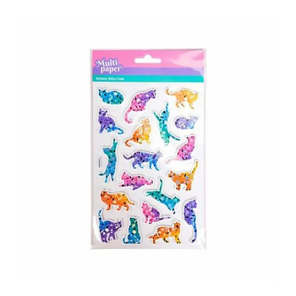 Stickers tornasol shiny cats en blister 14x25 cm multipaper