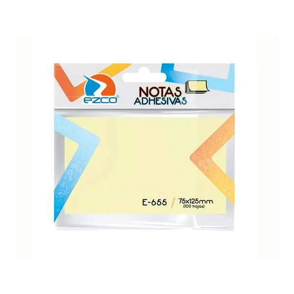 Notas autoadhesivas e-655 75x125 mm 100 hojas Ezco