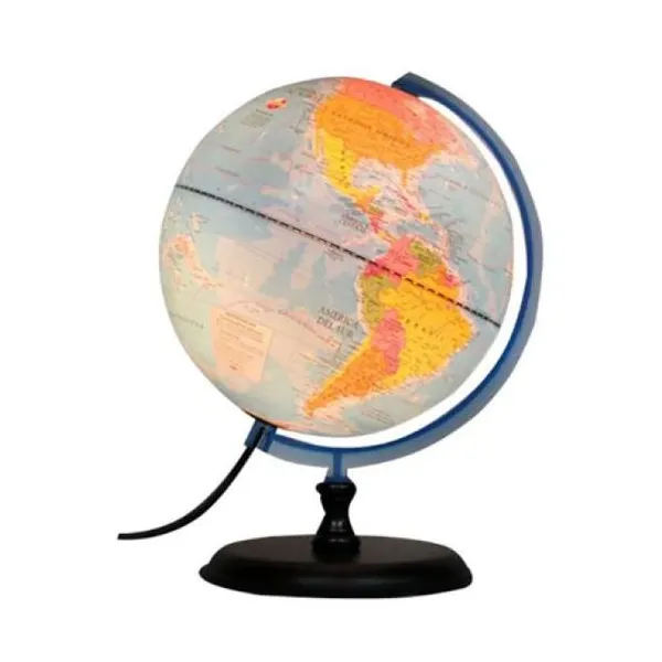 Globo terraqueo 25 cm base de madera con luz