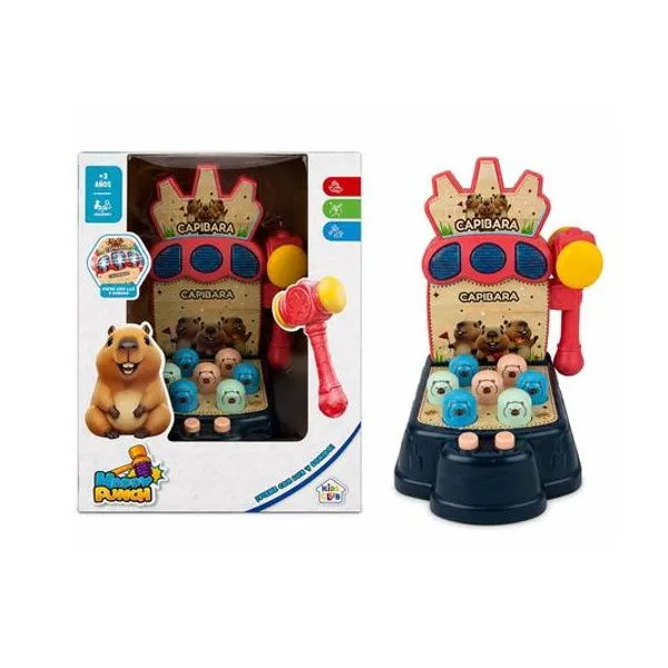 Juego happy punch aplasta capibara con luz y sonido en caja 16x18x16 cm