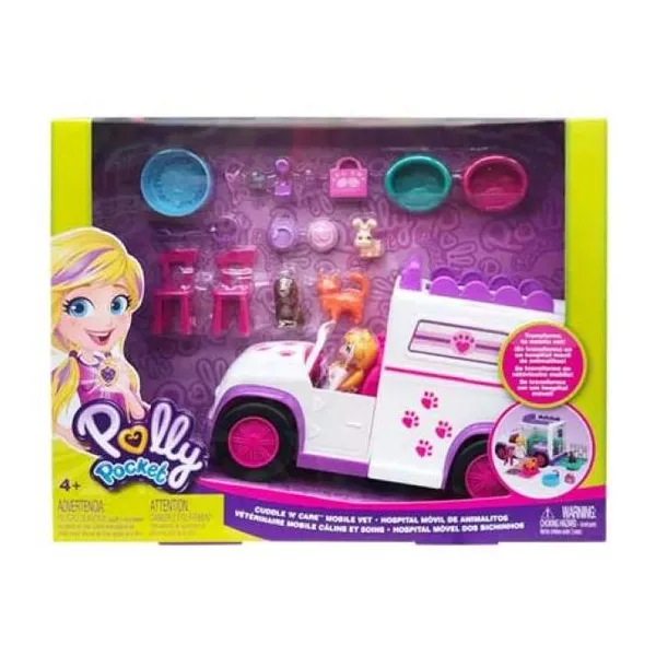 Playset polly pocket hospital movil de animalitos