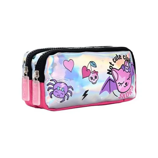 Cartuchera 2 cierres gothic not cute 12x6.5x22 cm Skora