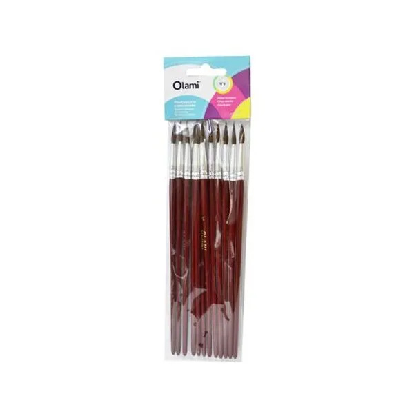 Pincel escolar n.° 6 redondo pony x12 unidades olami