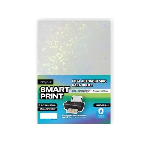 Film autoadhesivo para inkjet rexon holo transparente glass a4 x10 hjs.