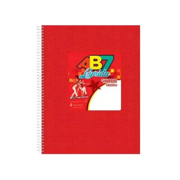 Cuaderno espiral a4 Laprida ab7 forrado 100 hs.cuadro rojo