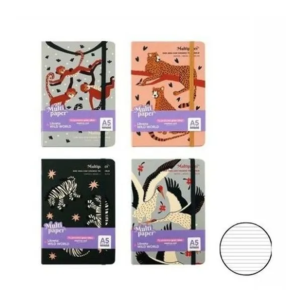 Cuaderno 14.5x21 cm rayado 96 hojas tapa dura wild word x1 modelos surtidos multipaper