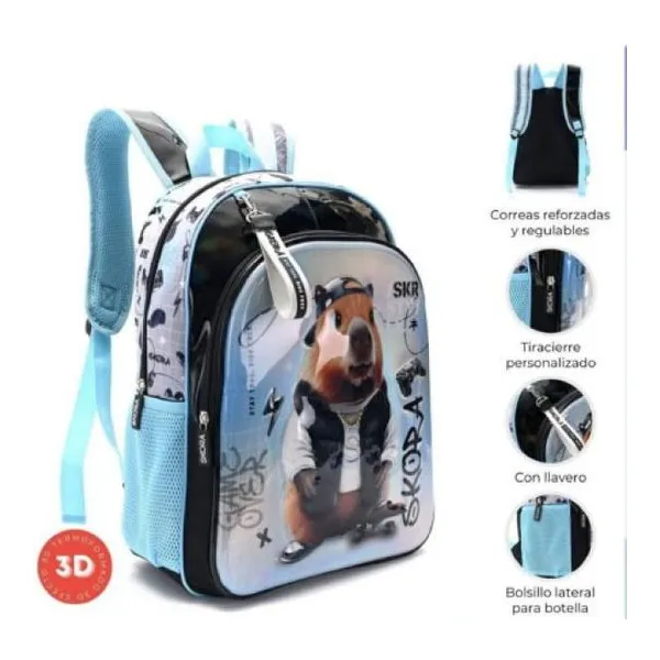 Mochila cartincho termoformado con llavero 32 x45 x15 cm 16