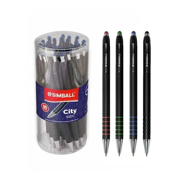 Bolígrafo retractil city 1 mm azul pote x30 unidades Simball
