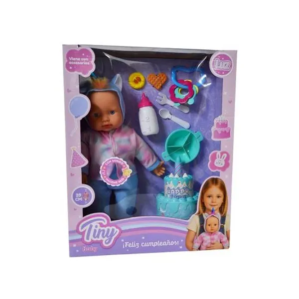 Bebé Tiny luz feliz cumpleaños con sonido 39 cm en caja 35x44x13.5 cm