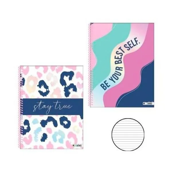Cuaderno 22x29.7 cm rayado 120 hojas tapa dura con espiral fab x unidad Mooving