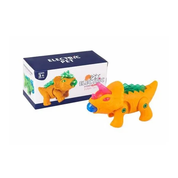 Dinosaurio robot a pila con movimiento, luces y sonidos en caja 19.5x10x8 cm colores surtidos