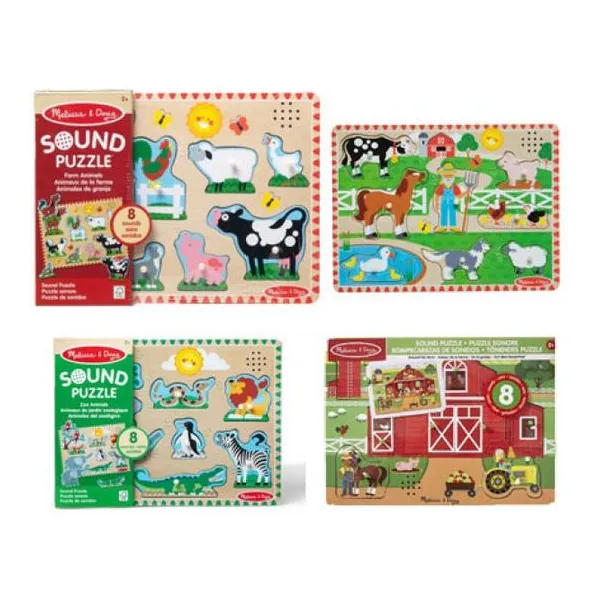 Melissa & doug sound puzzle - rompecabezas de madera con 8 sonidos
