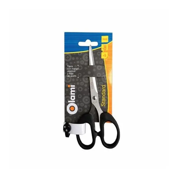 Tijera mango plástico 16 cm en blister olami