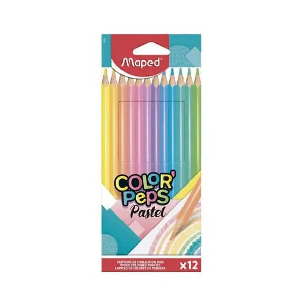 Lápices de colores Maped colorpeps pastel largos x12 unid.