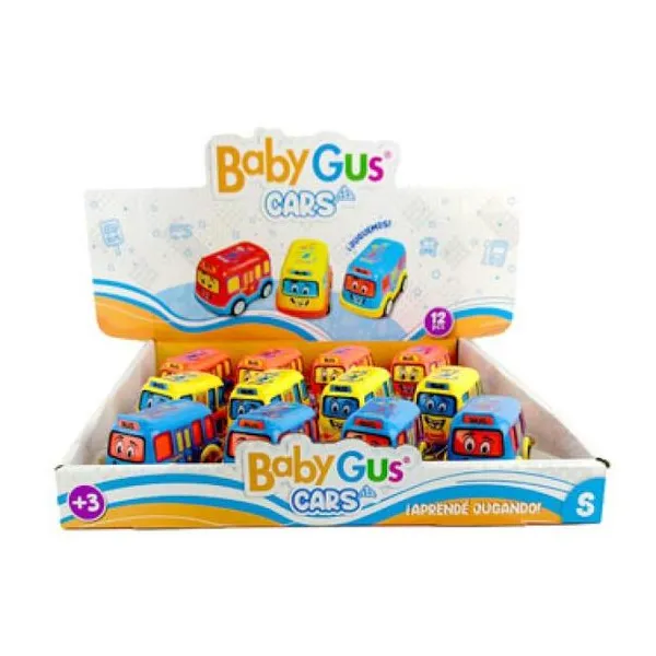 Autitos bus a friccion babygus 12 pzas/display 7,5 x5 x5 cm