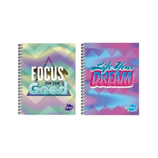 Cuaderno 22x29 cm rayado 80h semi rigido con espiral flash x1 modelos surtidos inkdrop