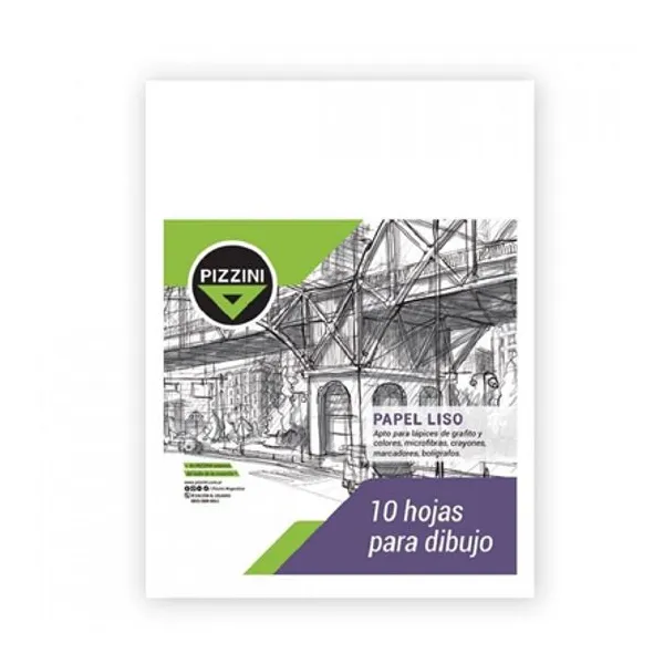 Hojas de papel dibujo Pizzini a4 142/150 grsx 10 hs.