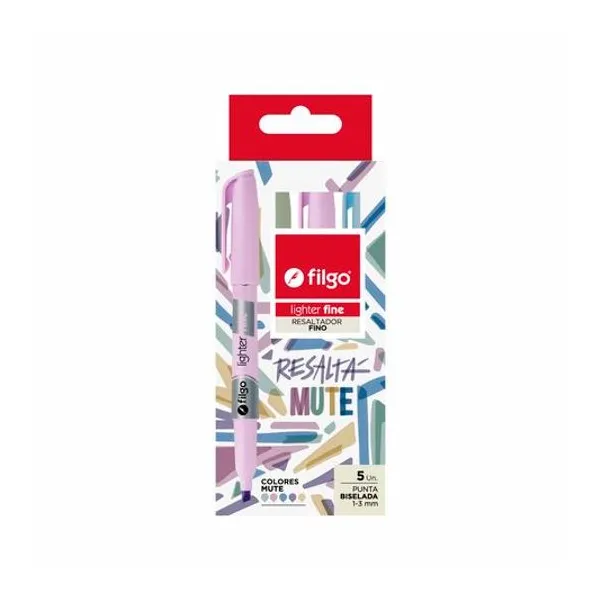 Resaltador punta biselada mute lighter fine caja x5 Filgo - slf