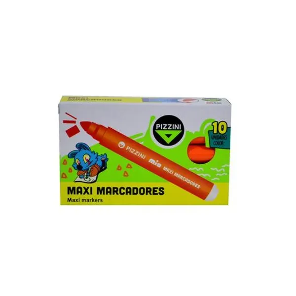 Marcador maxi naranja punta conica caja x10 pizzin