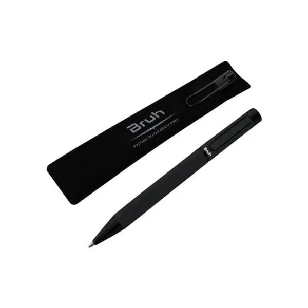 Bolígrafo retractil azul berlin cuerpo negro en estuche bruh