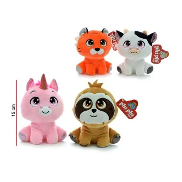 Unicornio vaca perezoso y tigre sentados 15 cm