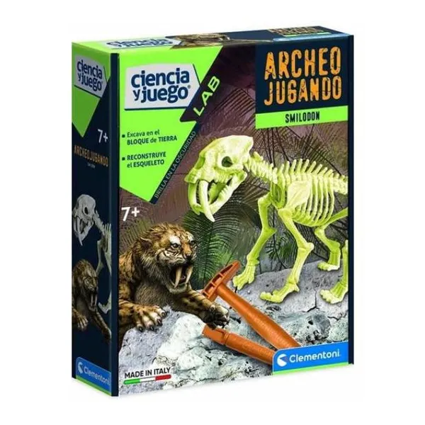 Juego de ingenio clementoni para excavar hueso de smilodon fluor