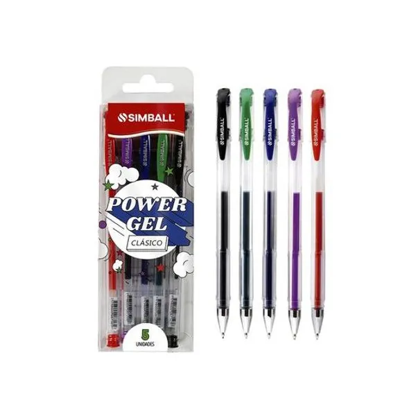 Bolígrafo roller power gel clásico 1.0 mm caja x5 unidades simnball