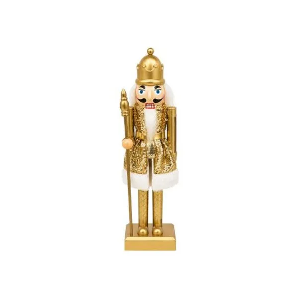Cascanueces con vestido dorado, luz y música a pila 28 cm x1