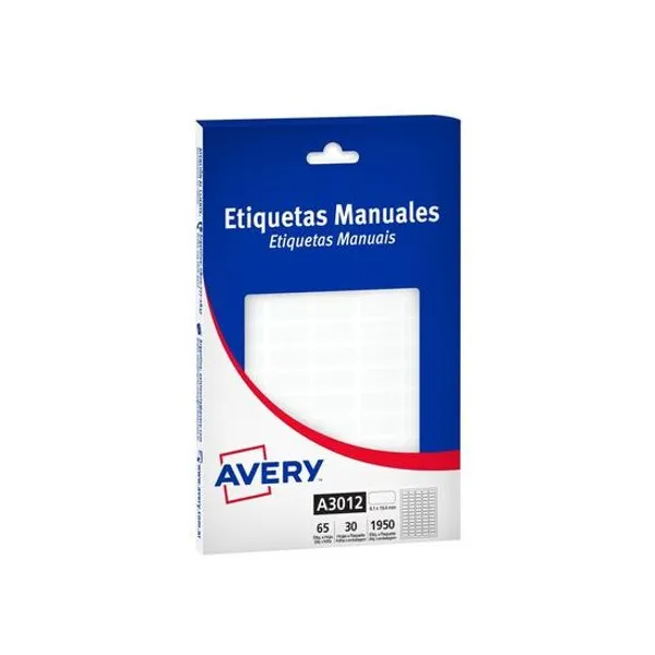 Etiquetas ueta autoadhesiva blanca 8.1x19.4 mm caja 78 unidades x30 hojas avery
