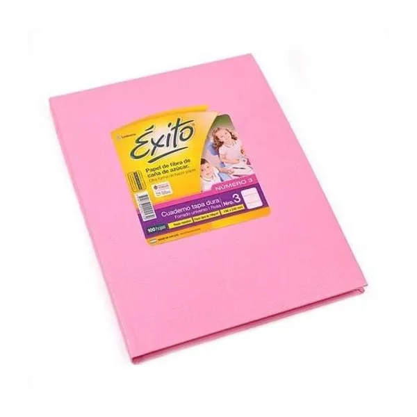 Cuaderno tapa dura Éxito 3 forr.19x23,5 x48 hs.ray.rosa