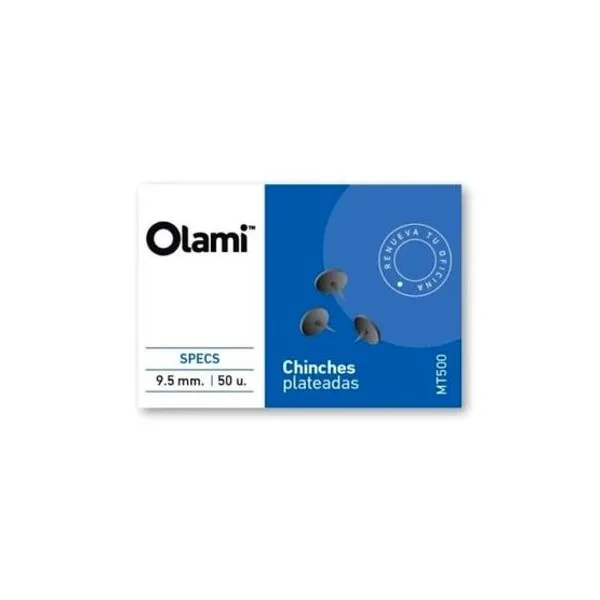 Chinches plateado 9.5 mm caja x50 unidades olami