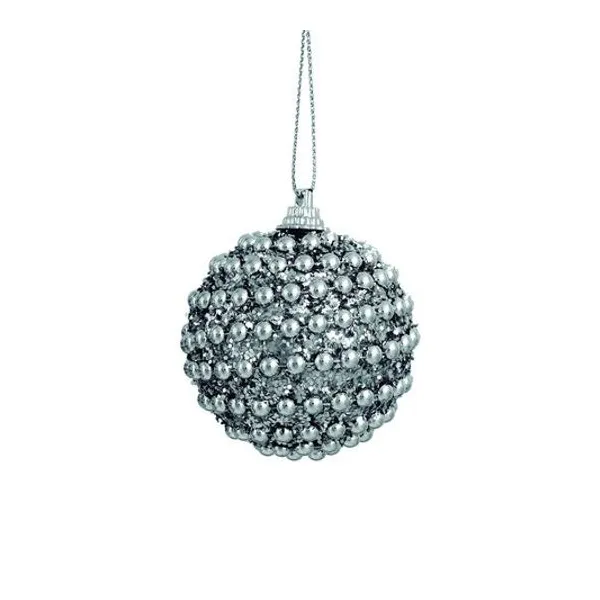 Borla perlas 6 cm plata caja x6