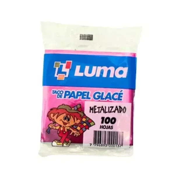 Papel glace luma metalizado taco x100 hjs.