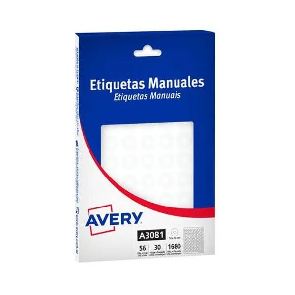 Ojalillo autoadhesivo papel 14x14 mm caja 56 unidades x30 hojas avery