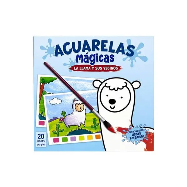 Libro block para pintar acuarelas magicas: la llama y sus vecinos 20x20 cm