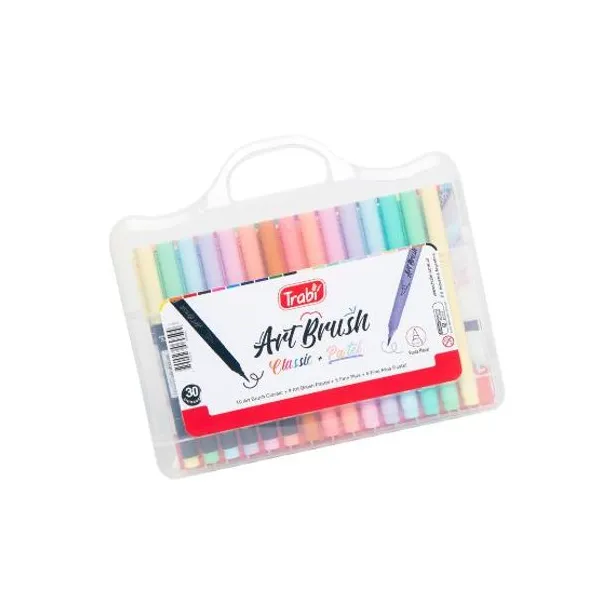 Marcadores trabi art brush (pincel) al agua valija x30 col.surtidos