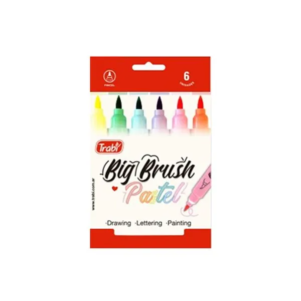 Marcadores trabi big brush (pincel) al agua pastel x6 col.surtidos